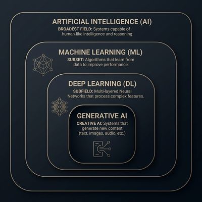 AI hierarchy showing GenAI and ML working together in an integrated enterprise portfolio